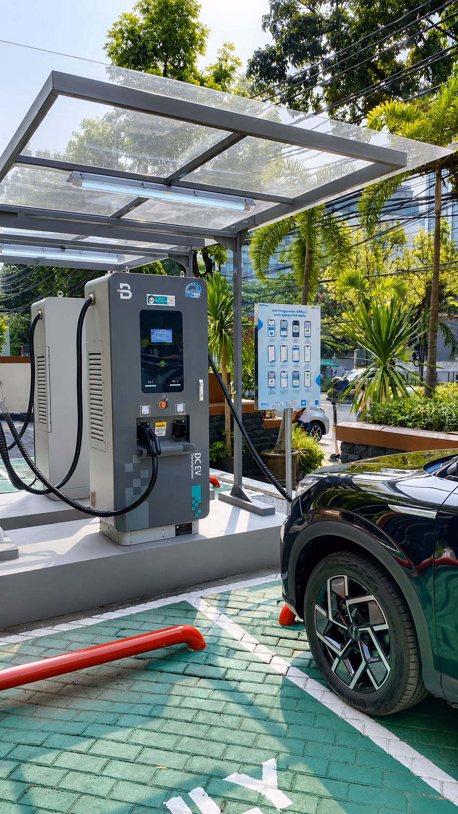 Sleek electric vehicle charging station